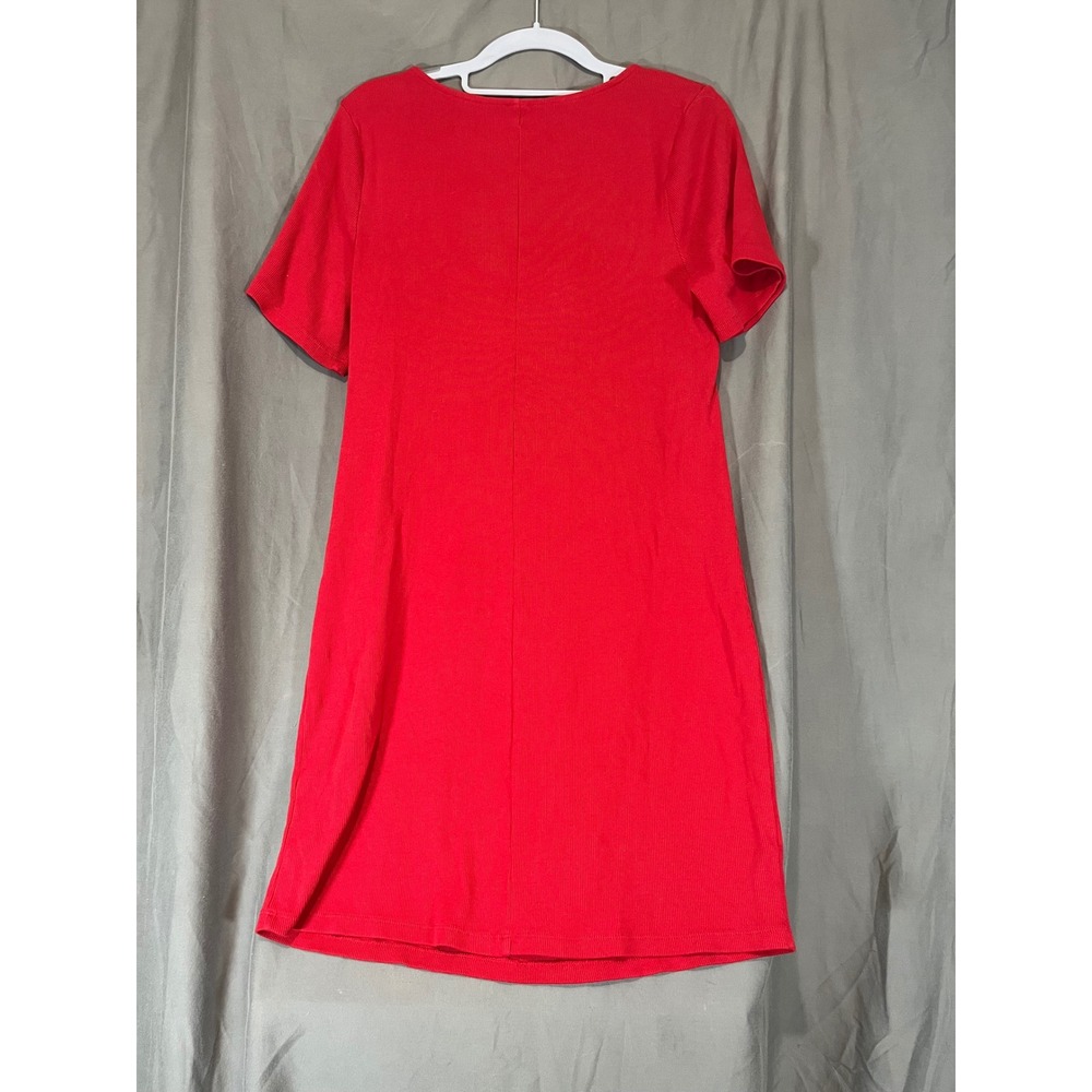 Old Navy Womens XL Red Ribbed Sweetheart Twist Front Short Sleeve Mini Dress - Picture 2 of 3